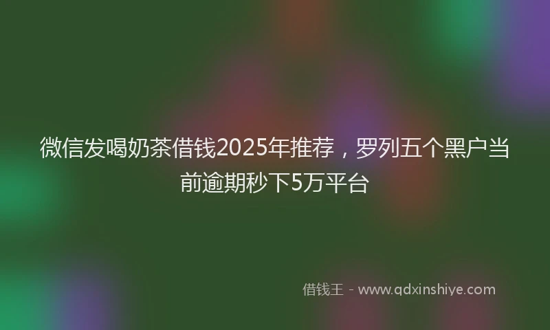 微信发喝奶茶借钱2025年推荐，罗列五个黑户当前逾期秒下5万平台