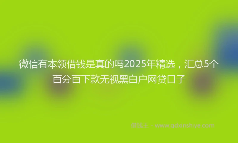 微信有本领借钱是真的吗2025年精选，汇总5个百分百下款无视黑白户网贷口子