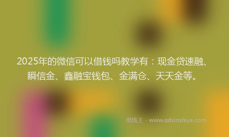 2025年的微信可以借钱吗教学有：现金贷速融、瞬信金、鑫融宝钱包、金满仓、天天金等。