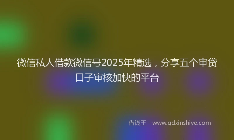 微信私人借款微信号2025年精选，分享五个审贷口子审核加快的平台