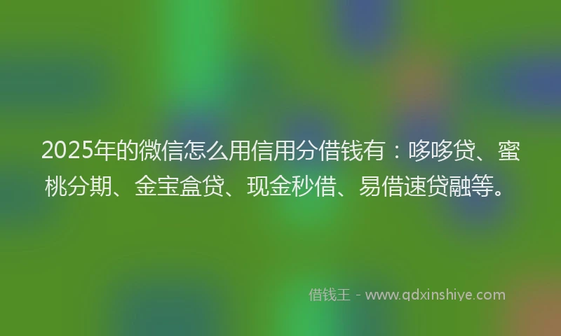 2025年的微信怎么用信用分借钱有：哆哆贷、蜜桃分期、金宝盒贷、现金秒借、易借速贷融等。