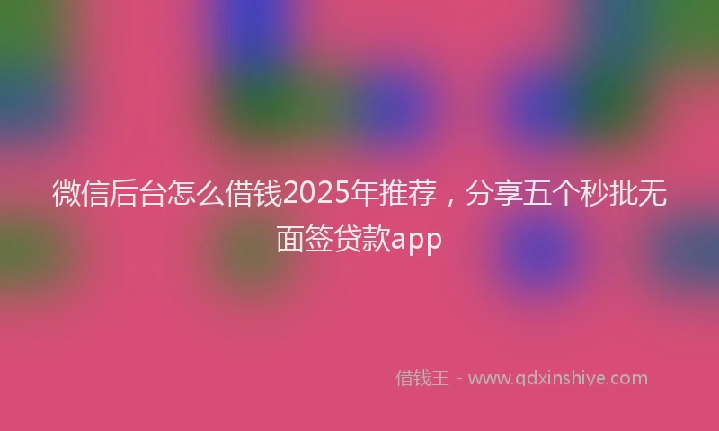微信后台怎么借钱2025年推荐，分享五个秒批无面签贷款app