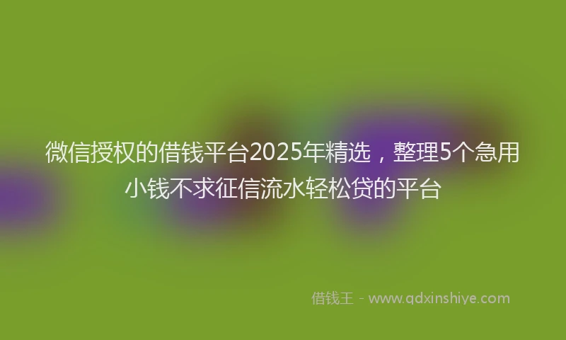 微信授权的借钱平台2025年精选，整理5个急用小钱不求征信流水轻松贷的平台
