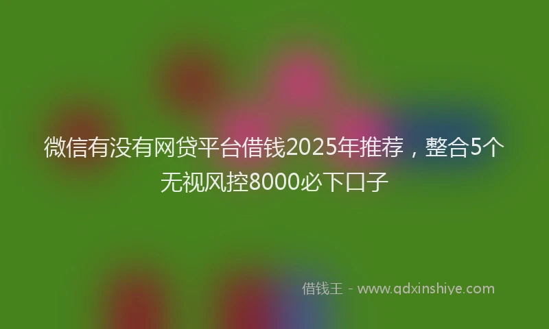 微信有没有网贷平台借钱2025年推荐，整合5个无视风控8000必下口子