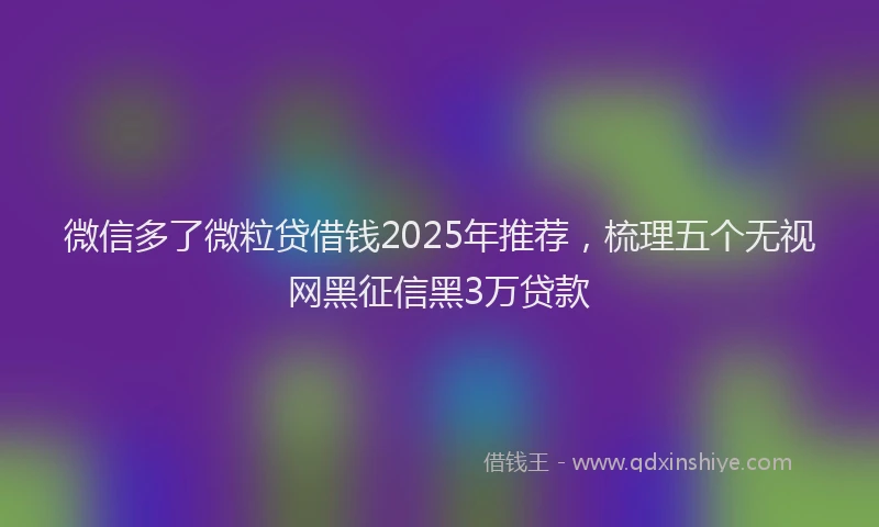 微信多了微粒贷借钱2025年推荐，梳理五个无视网黑征信黑3万贷款