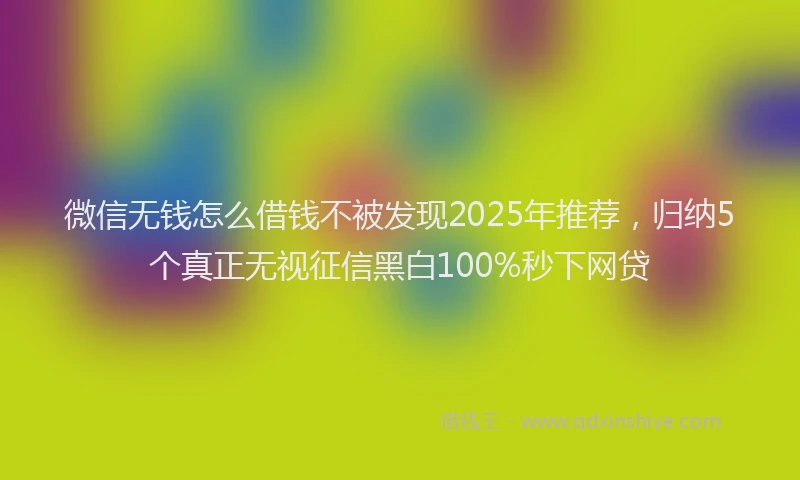 微信无钱怎么借钱不被发现2025年推荐，归纳5个真正无视征信黑白100%秒下网贷