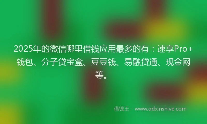 2025年的微信哪里借钱应用最多的有：速享Pro+钱包、分子贷宝盒、豆豆钱、易融贷通、现金网等。