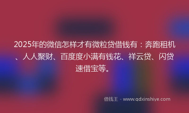 2025年的微信怎样才有微粒贷借钱有：奔跑租机、人人聚财、百度度小满有钱花、祥云贷、闪贷速借宝等。
