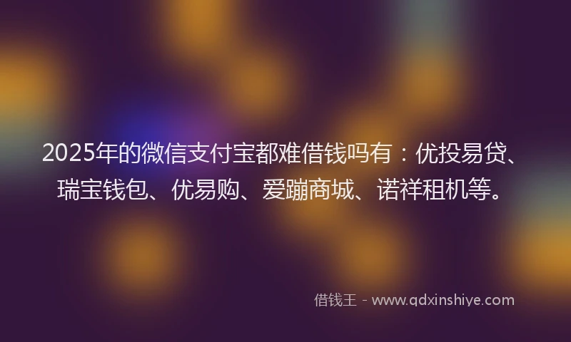 2025年的微信支付宝都难借钱吗有：优投易贷、瑞宝钱包、优易购、爱蹦商城、诺祥租机等。