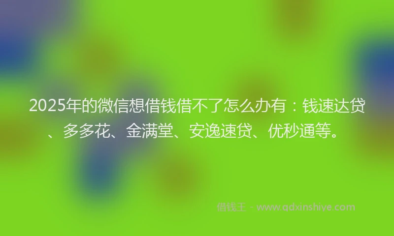 2025年的微信想借钱借不了怎么办有：钱速达贷、多多花、金满堂、安逸速贷、优秒通等。