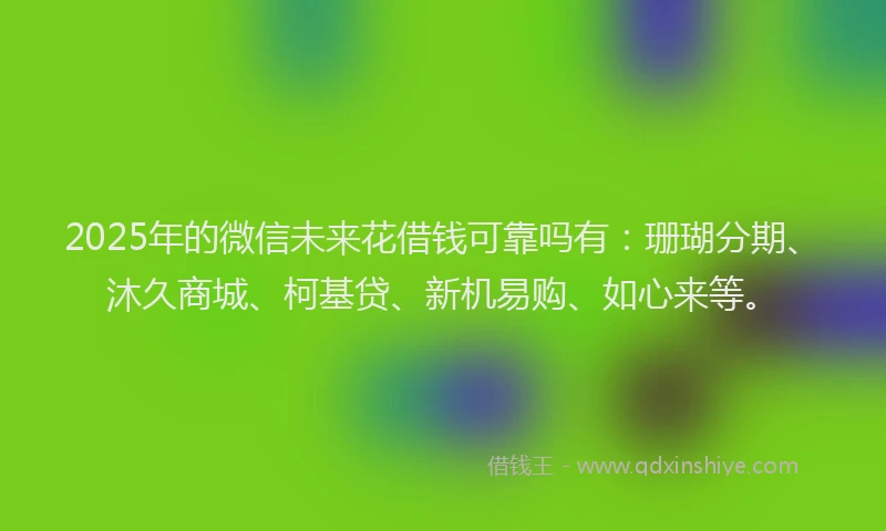 2025年的微信未来花借钱可靠吗有：珊瑚分期、沐久商城、柯基贷、新机易购、如心来等。