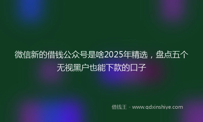 微信新的借钱公众号是啥2025年精选，盘点五个无视黑户也能下款的口子