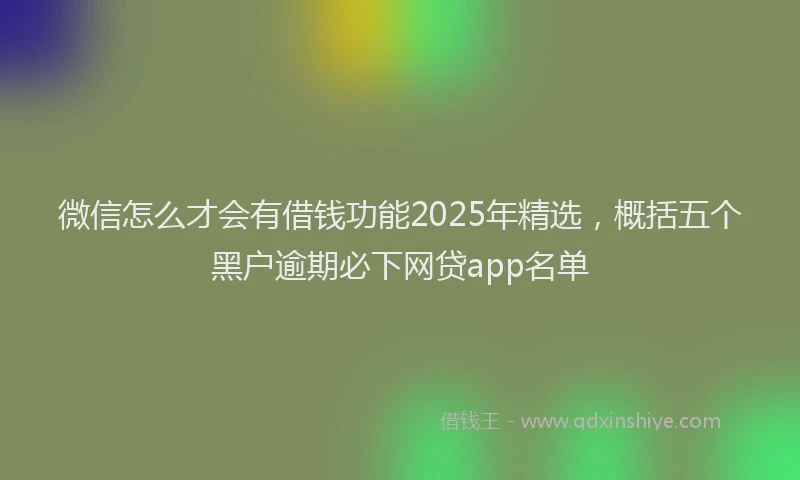 微信怎么才会有借钱功能2025年精选，概括五个黑户逾期必下网贷app名单