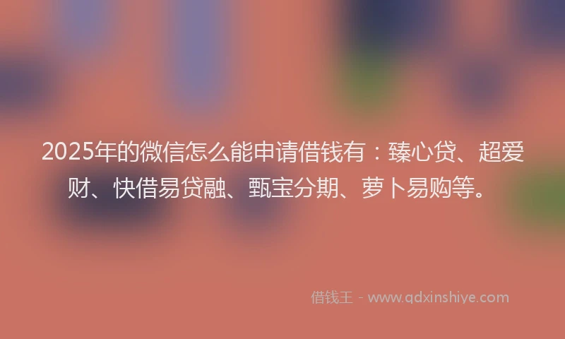 2025年的微信怎么能申请借钱有：臻心贷、超爱财、快借易贷融、甄宝分期、萝卜易购等。