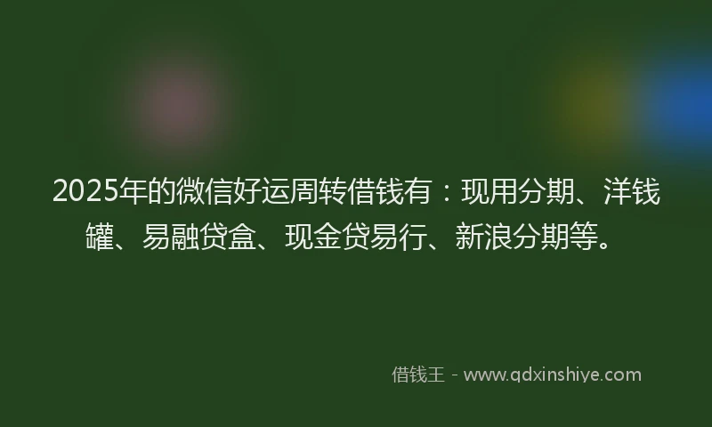 2025年的微信好运周转借钱有：现用分期、洋钱罐、易融贷盒、现金贷易行、新浪分期等。