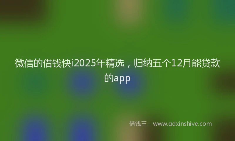 微信的借钱快i2025年精选，归纳五个12月能贷款的app