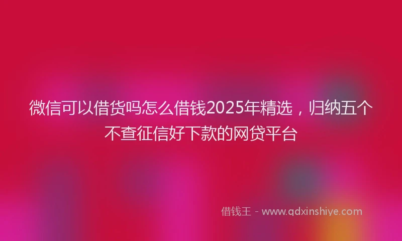 微信可以借货吗怎么借钱2025年精选，归纳五个不查征信好下款的网贷平台