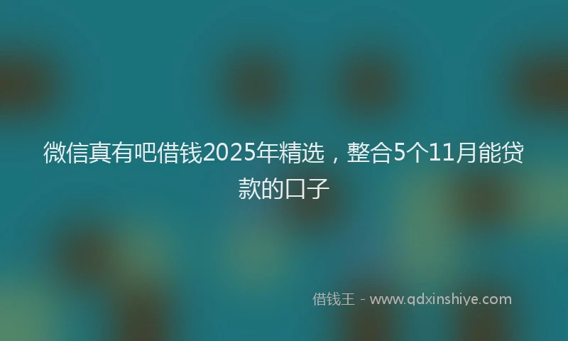 微信真有吧借钱2025年精选，整合5个11月能贷款的口子