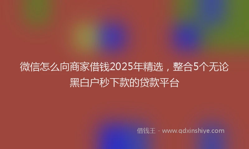微信怎么向商家借钱2025年精选，整合5个无论黑白户秒下款的贷款平台