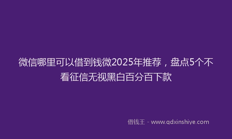 微信哪里可以借到钱微2025年推荐，盘点5个不看征信无视黑白百分百下款