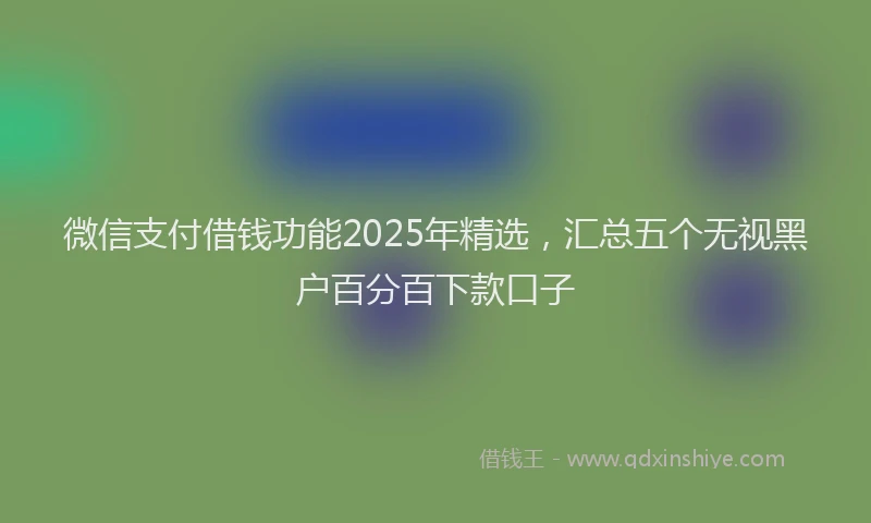 微信支付借钱功能2025年精选，汇总五个无视黑户百分百下款口子