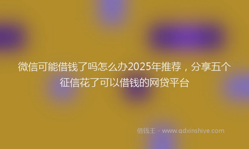 微信可能借钱了吗怎么办2025年推荐，分享五个征信花了可以借钱的网贷平台