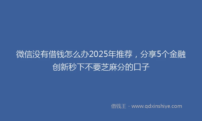 微信没有借钱怎么办2025年推荐，分享5个金融创新秒下不要芝麻分的口子