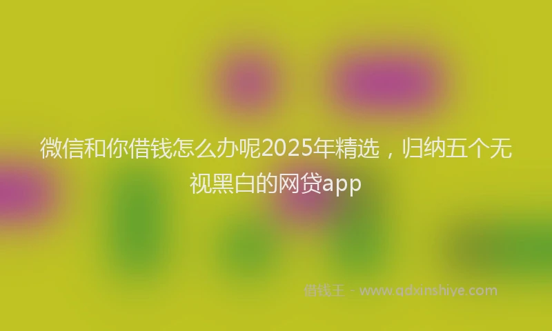 微信和你借钱怎么办呢2025年精选，归纳五个无视黑白的网贷app