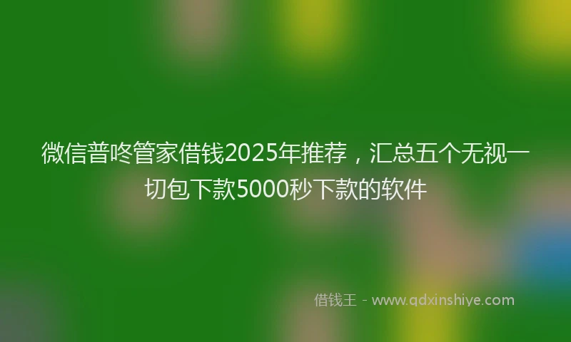微信普咚管家借钱2025年推荐，汇总五个无视一切包下款5000秒下款的软件