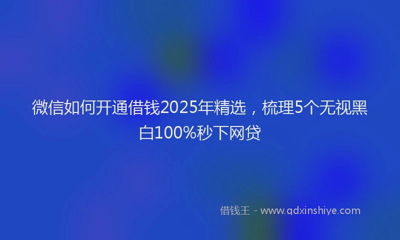 微信如何开通借钱2025年精选，梳理5个无视黑白100%秒下网贷