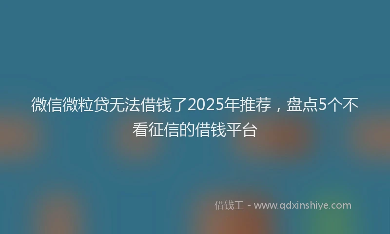 微信微粒贷无法借钱了2025年推荐，盘点5个不看征信的借钱平台