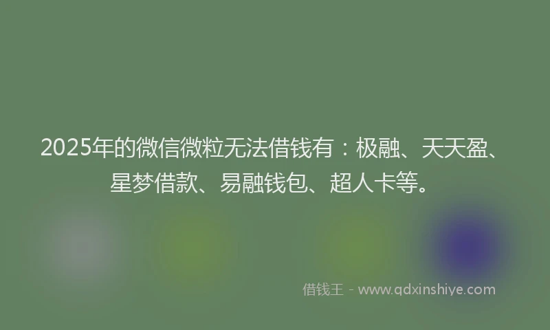 2025年的微信微粒无法借钱有：极融、天天盈、星梦借款、易融钱包、超人卡等。