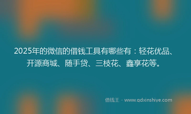 2025年的微信的借钱工具有哪些有：轻花优品、开源商城、随手贷、三枝花、鑫享花等。