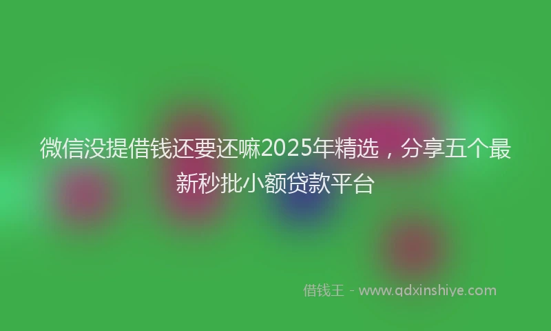 微信没提借钱还要还嘛2025年精选，分享五个最新秒批小额贷款平台