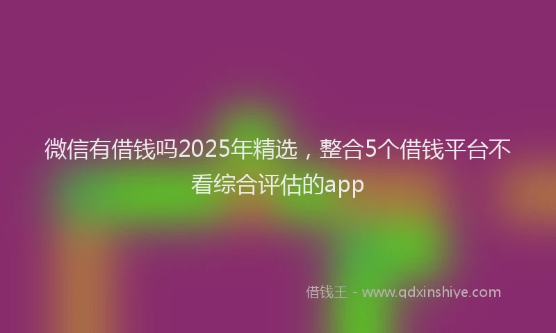 微信有借钱吗2025年精选，整合5个借钱平台不看综合评估的app