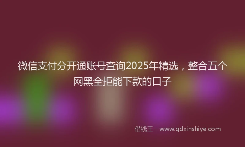 微信支付分开通账号查询2025年精选，整合五个网黑全拒能下款的口子