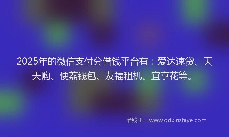 2025年的微信支付分借钱平台有：爱达速贷、天天购、便荔钱包、友福租机、宜享花等。