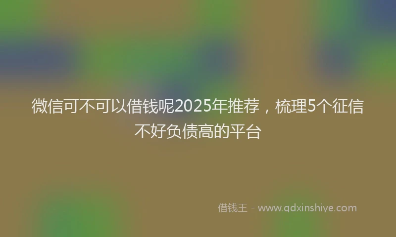 微信可不可以借钱呢2025年推荐，梳理5个征信不好负债高的平台