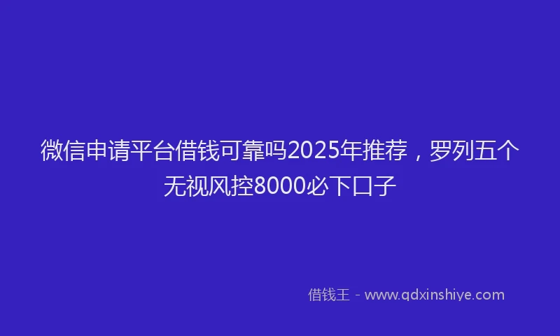 微信申请平台借钱可靠吗2025年推荐，罗列五个无视风控8000必下口子