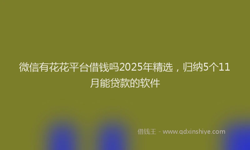 微信有花花平台借钱吗2025年精选，归纳5个11月能贷款的软件