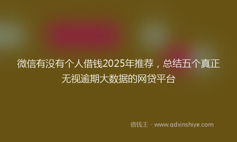 微信有没有个人借钱2025年推荐，总结五个真正无视逾期大数据的网贷平台