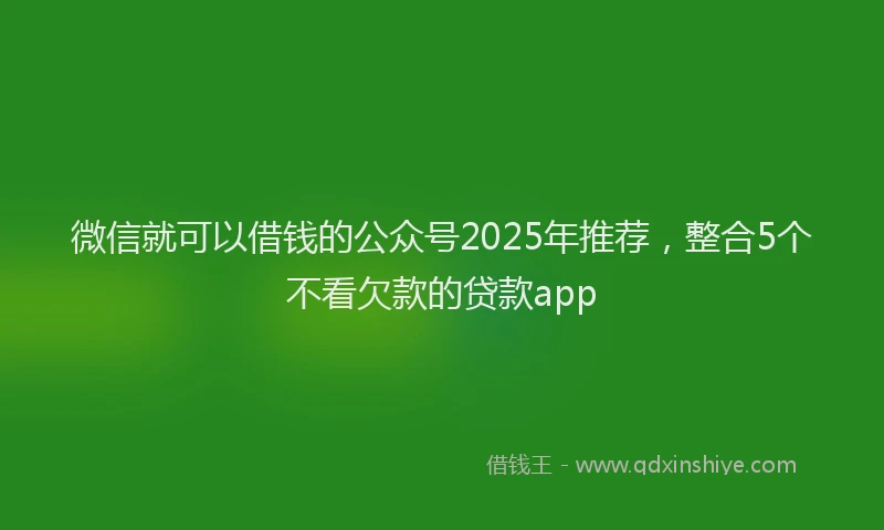微信就可以借钱的公众号2025年推荐，整合5个不看欠款的贷款app