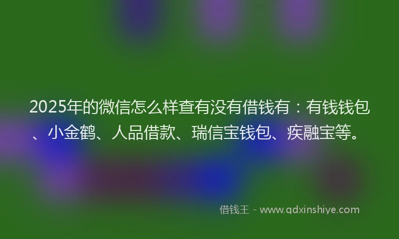2025年的微信怎么样查有没有借钱有：有钱钱包、小金鹤、人品借款、瑞信宝钱包、疾融宝等。