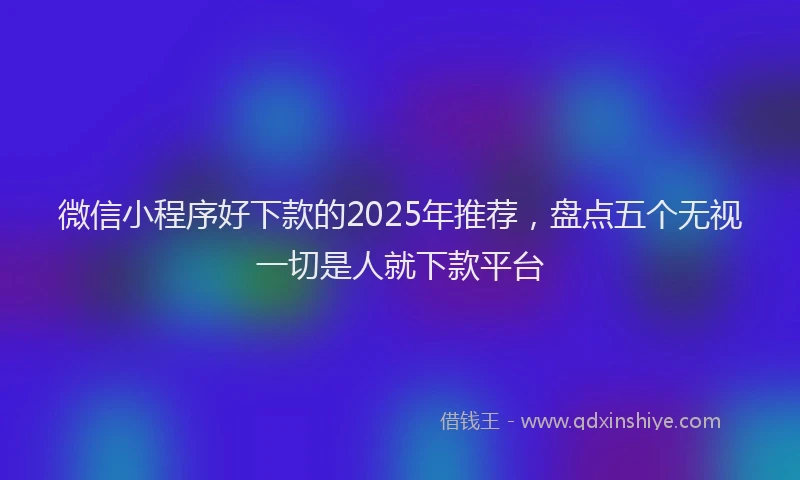 微信小程序好下款的2025年推荐，盘点五个无视一切是人就下款平台