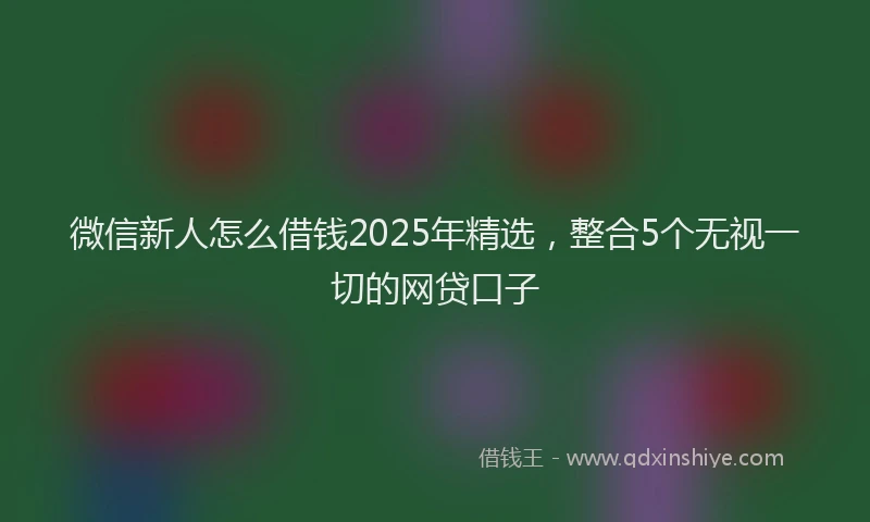 微信新人怎么借钱2025年精选，整合5个无视一切的网贷口子