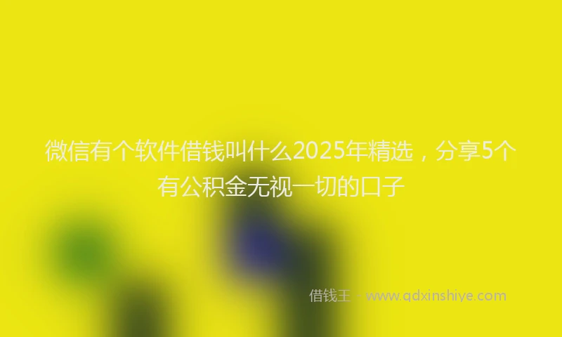 微信有个软件借钱叫什么2025年精选，分享5个有公积金无视一切的口子
