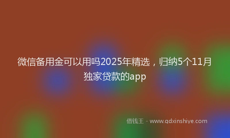 微信备用金可以用吗2025年精选，归纳5个11月独家贷款的app