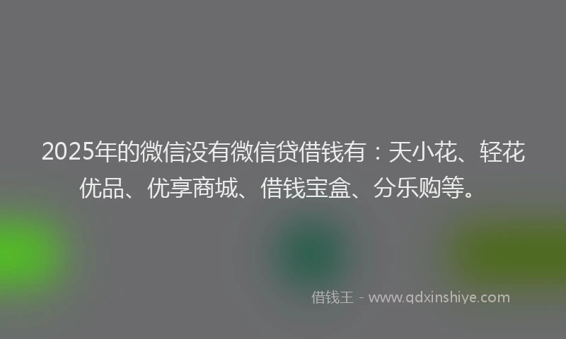 2025年的微信没有微信贷借钱有：天小花、轻花优品、优享商城、借钱宝盒、分乐购等。