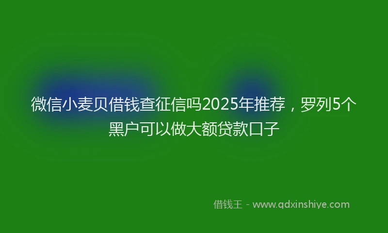 微信小麦贝借钱查征信吗2025年推荐，罗列5个黑户可以做大额贷款口子
