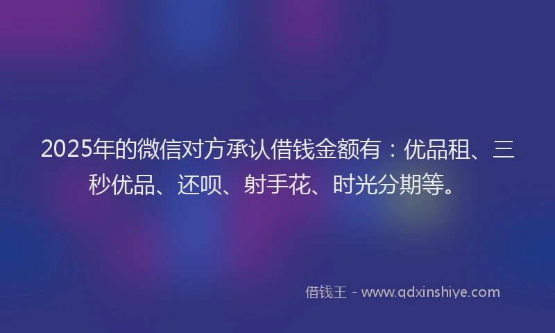 2025年的微信对方承认借钱金额有：优品租、三秒优品、还呗、射手花、时光分期等。